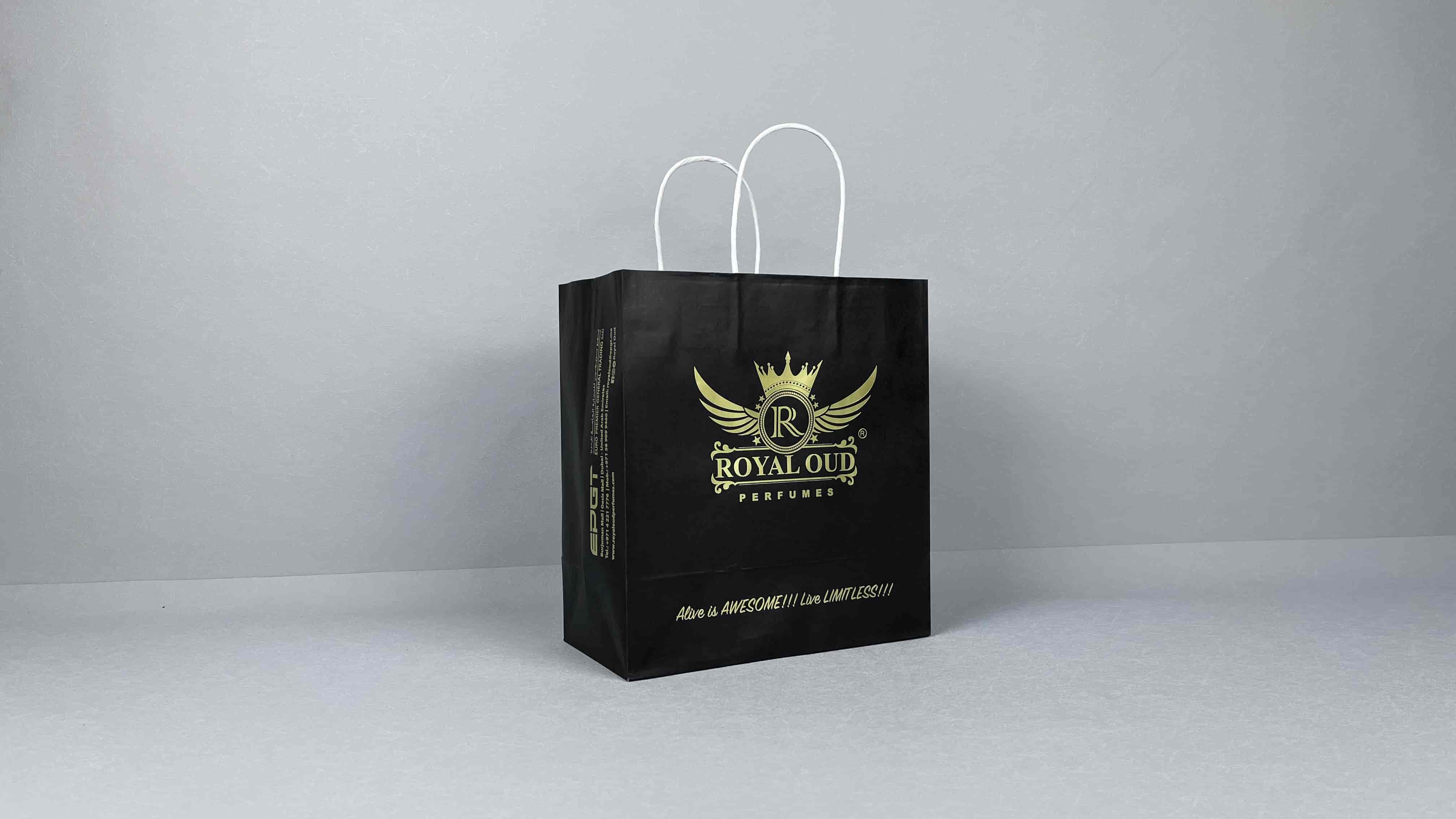 Bolsas de papel negras personalizadas para supermercados en pedidos a granel