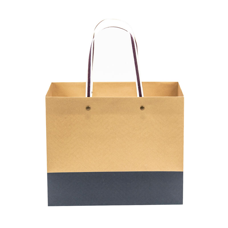 Bolsa de papel Kraft reutilizable de alta calidad Lipack con mango de papel perforado con remaches