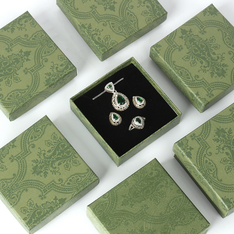 Bolsa de papel de joyería verde privada personalizada Lipack para collar