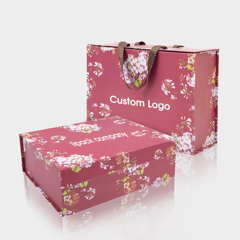 Caja de papel de cartón de lujo Lipack Art para cosméticos con asa