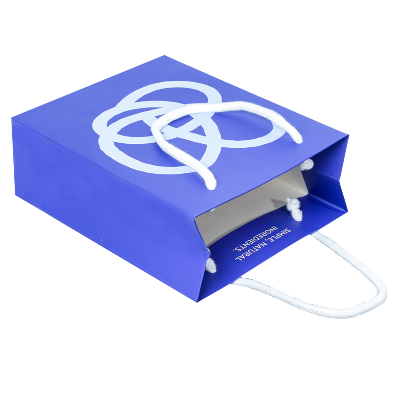 Bolsa de papel de lujo Lipack Rectangle Navy Bule con logotipo impreso para embalaje