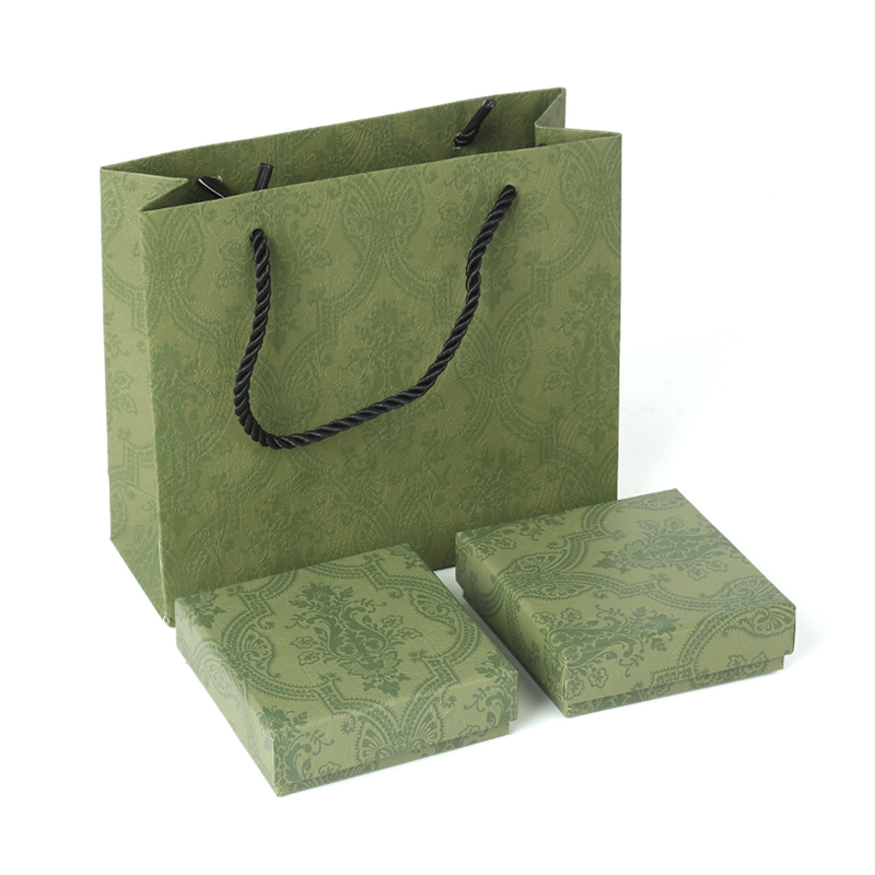 Bolsa de papel de joyería verde privada personalizada Lipack para collar